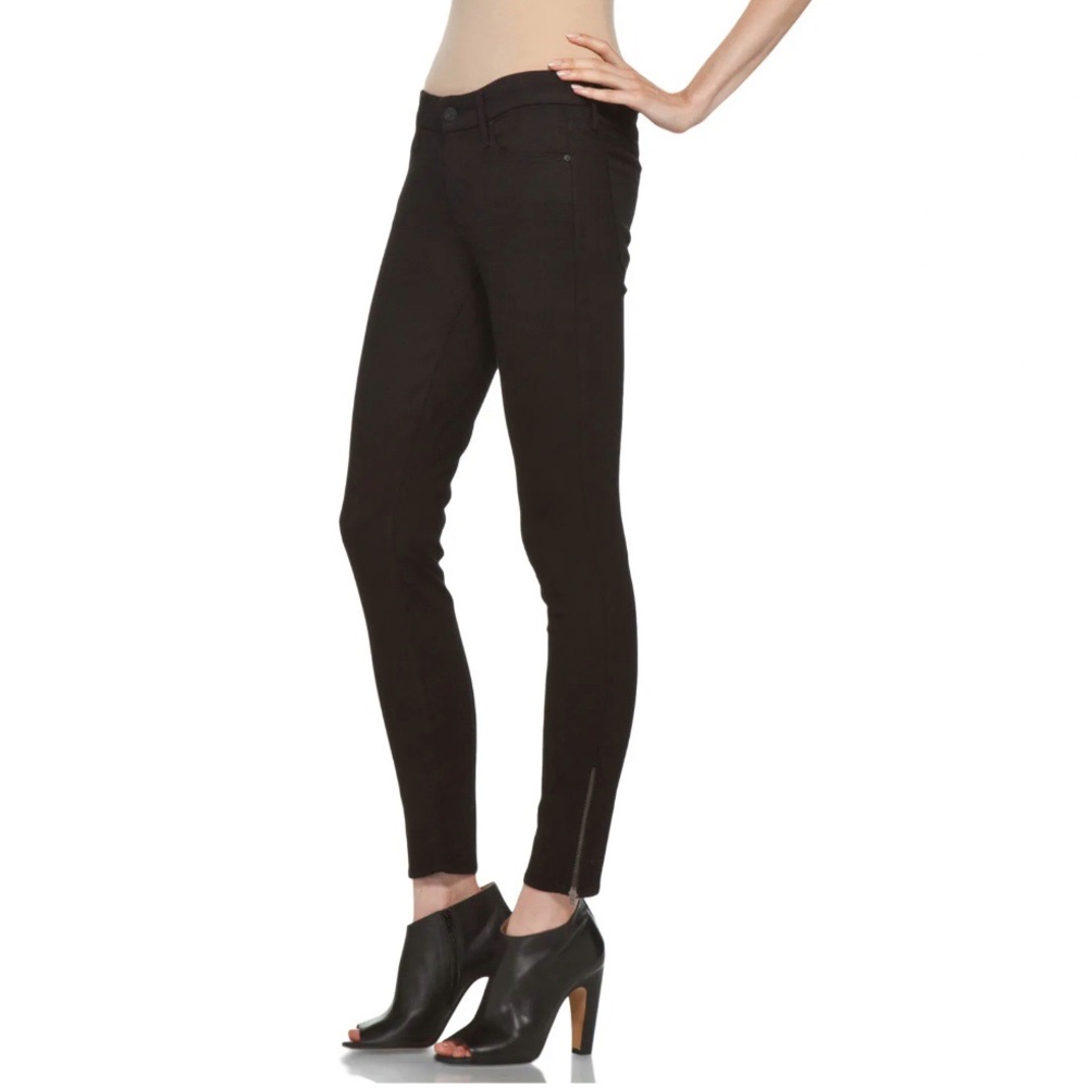MOTHER all black A model spy the looker ankle zip zipper crop skinny jeans